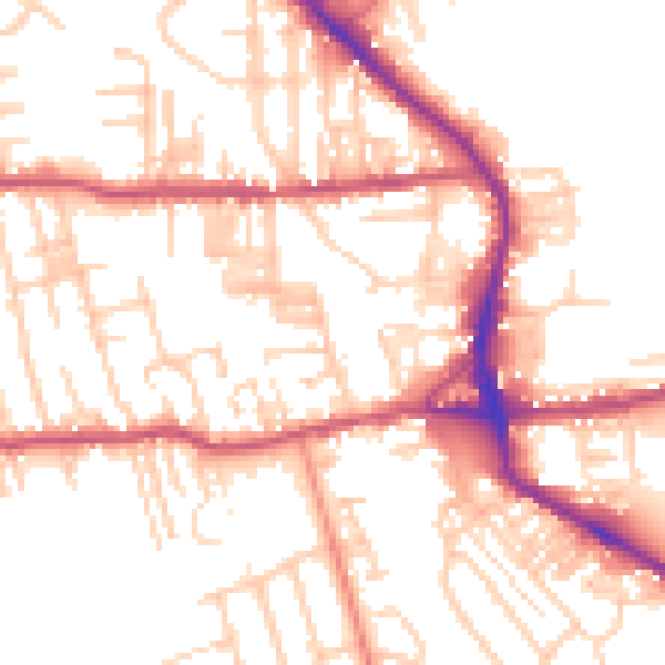 Daytime road noise heatmap for BD19 3BE