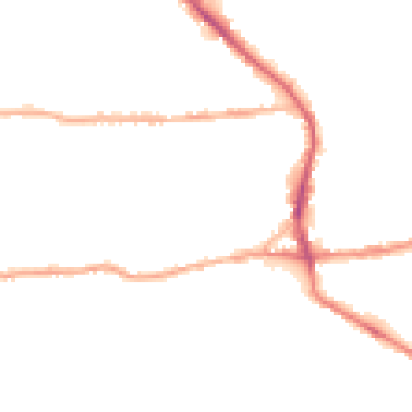 Night-time road noise heatmap for BD19 3BE