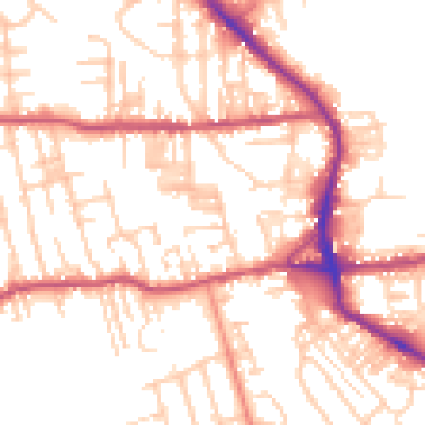 Daytime road noise heatmap for BD19 3BG