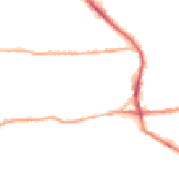 Night-time road noise heatmap for BD19 3BG