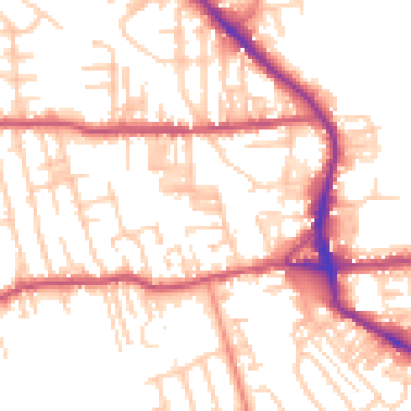 Daytime road noise heatmap for BD19 3BH