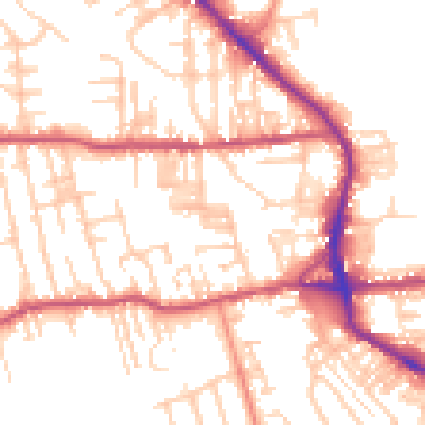 Daytime road noise heatmap for BD19 3BJ