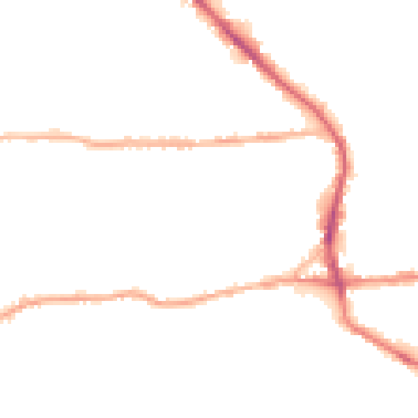 Night-time road noise heatmap for BD19 3BJ