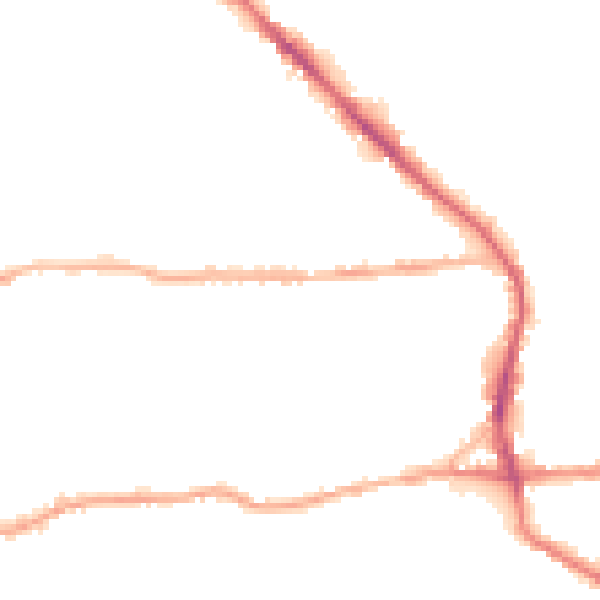 Night-time road noise heatmap for BD19 3BN