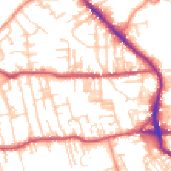 Daytime road noise heatmap for BD19 3BP