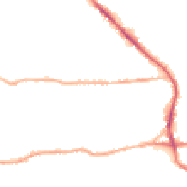Night-time road noise heatmap for BD19 3BP