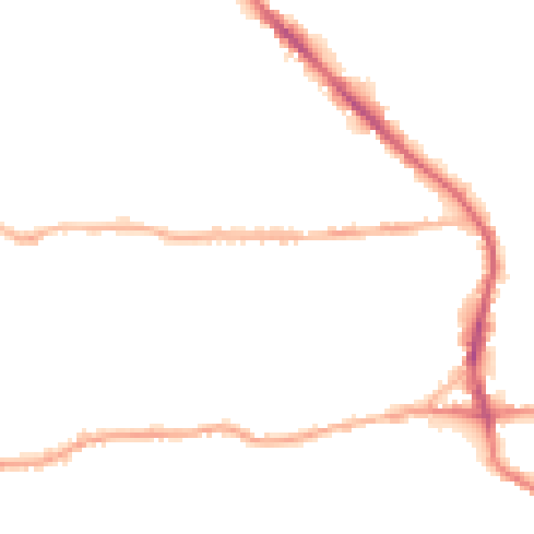Night-time road noise heatmap for BD19 3BS