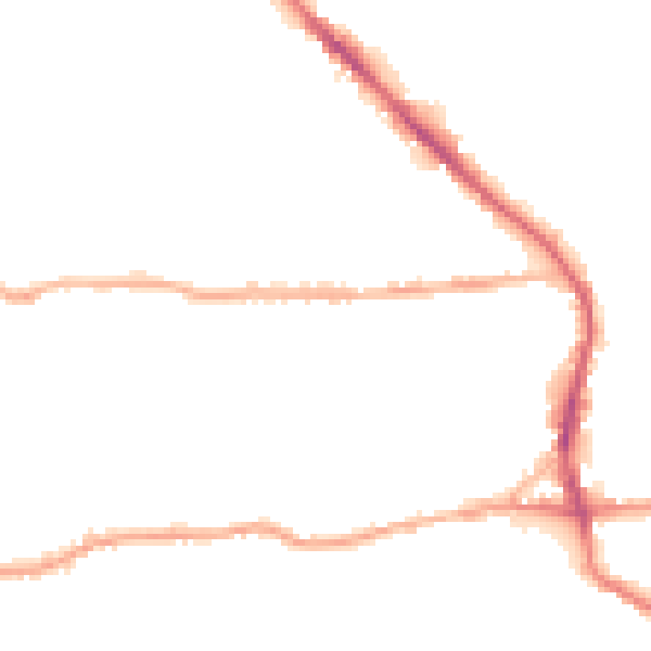 Night-time road noise heatmap for BD19 3BT