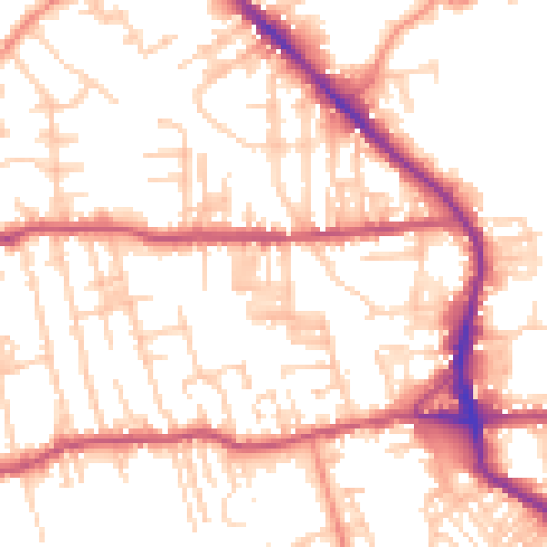Daytime road noise heatmap for BD19 3BU