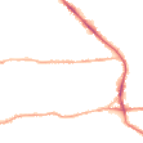 Night-time road noise heatmap for BD19 3BU