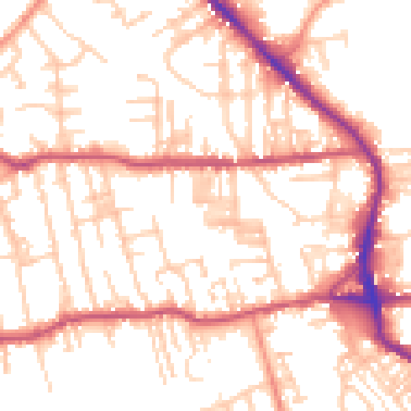 Daytime road noise heatmap for BD19 3BW