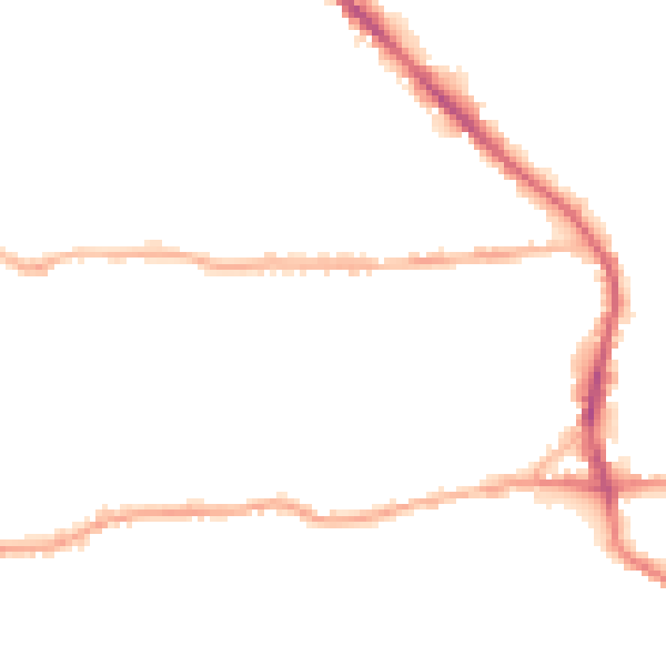 Night-time road noise heatmap for BD19 3BW