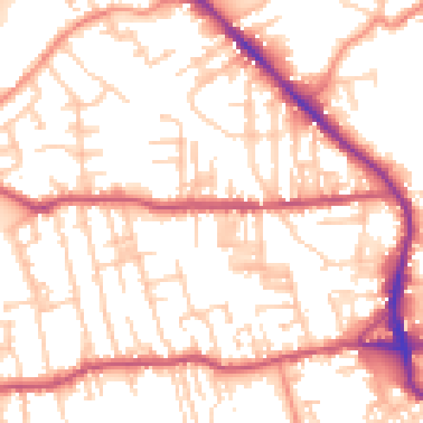 Daytime road noise heatmap for BD19 3BX