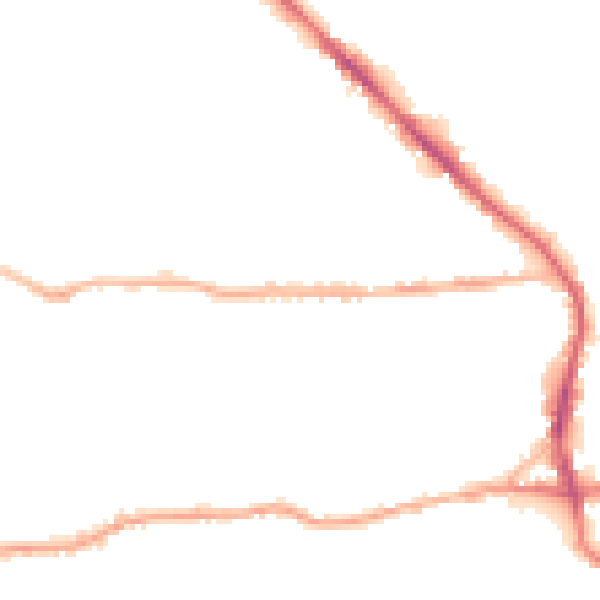 Night-time road noise heatmap for BD19 3BX