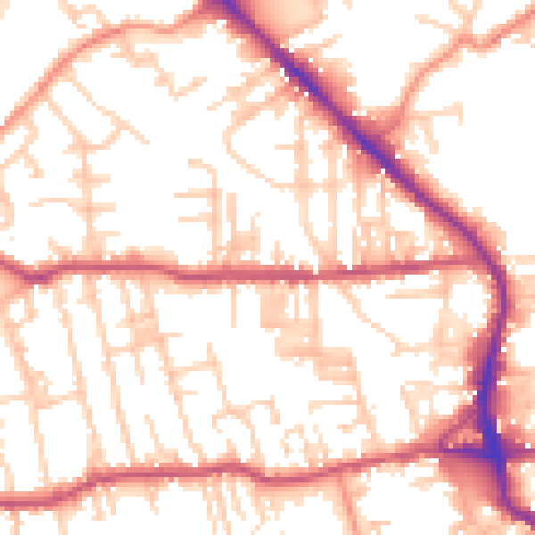 Daytime road noise heatmap for BD19 3BY