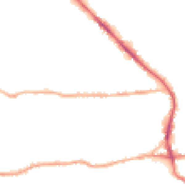 Night-time road noise heatmap for BD19 3BY