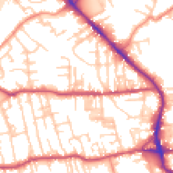 Daytime road noise heatmap for BD19 3DA