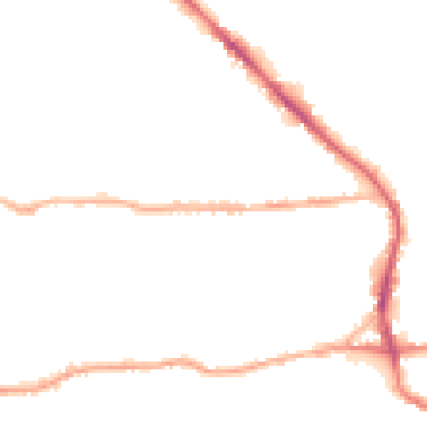 Night-time road noise heatmap for BD19 3DB