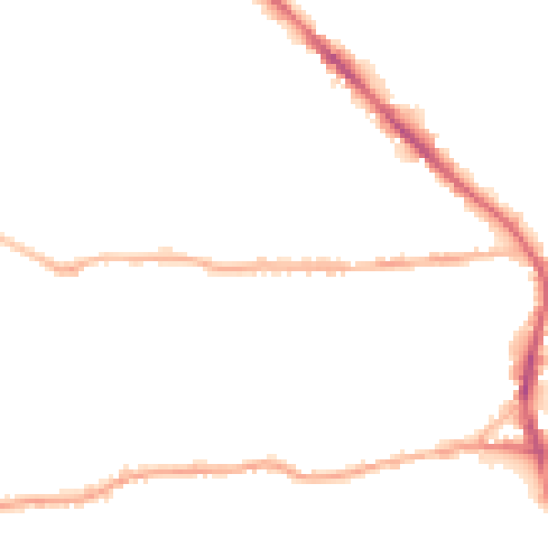 Night-time road noise heatmap for BD19 3DD