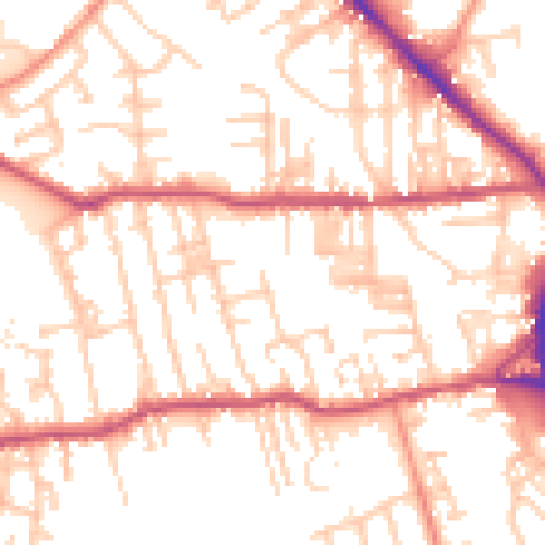 Daytime road noise heatmap for BD19 3DE