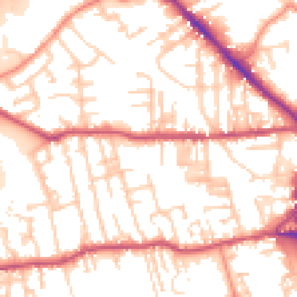 Daytime road noise heatmap for BD19 3DF