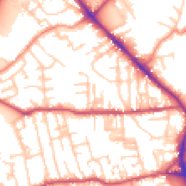 Daytime road noise heatmap for BD19 3DH