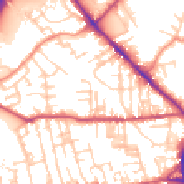 Daytime road noise heatmap for BD19 3DN