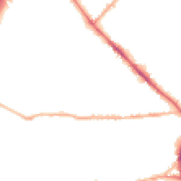Night-time road noise heatmap for BD19 3DN