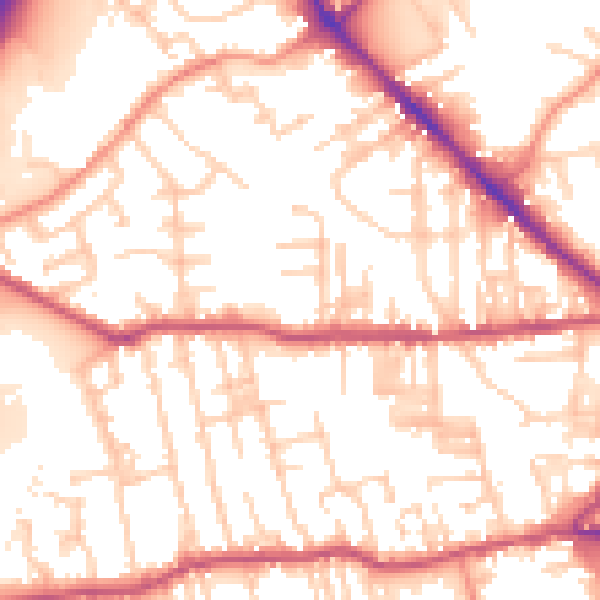Daytime road noise heatmap for BD19 3DP