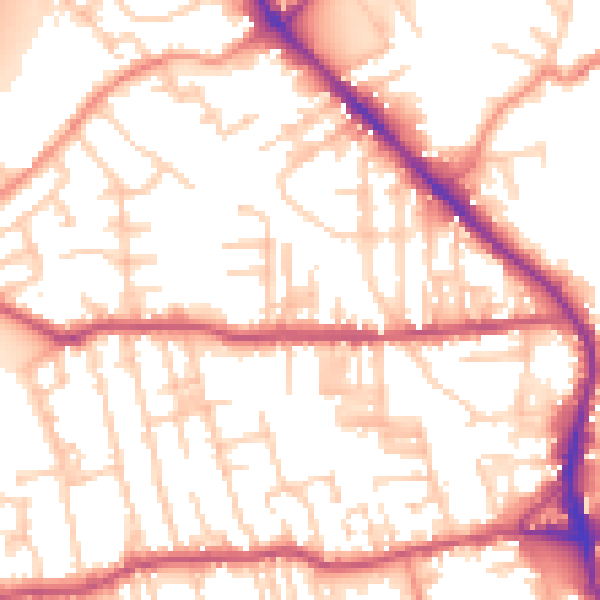 Daytime road noise heatmap for BD19 3DQ