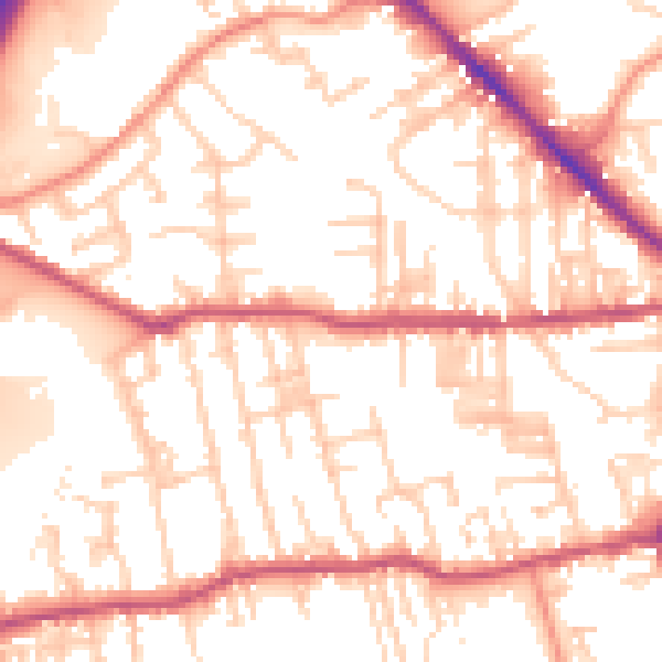 Daytime road noise heatmap for BD19 3DU
