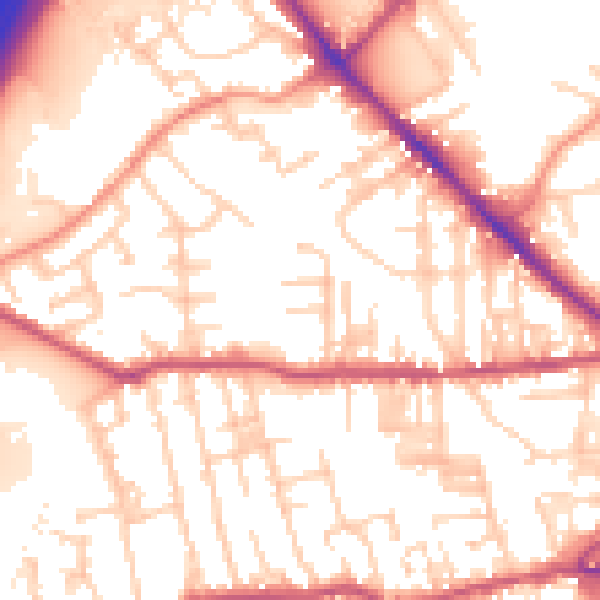 Daytime road noise heatmap for BD19 3DW