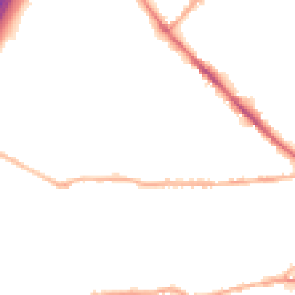 Night-time road noise heatmap for BD19 3DW