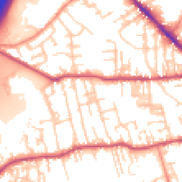 Daytime road noise heatmap for BD19 3DY