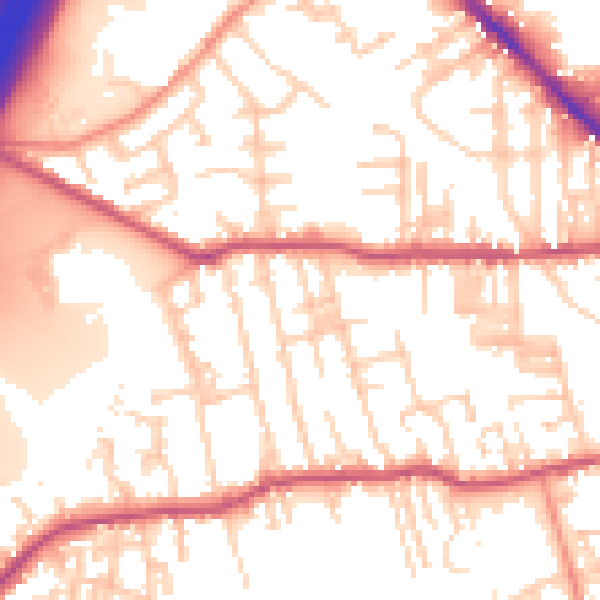 Daytime road noise heatmap for BD19 3DZ