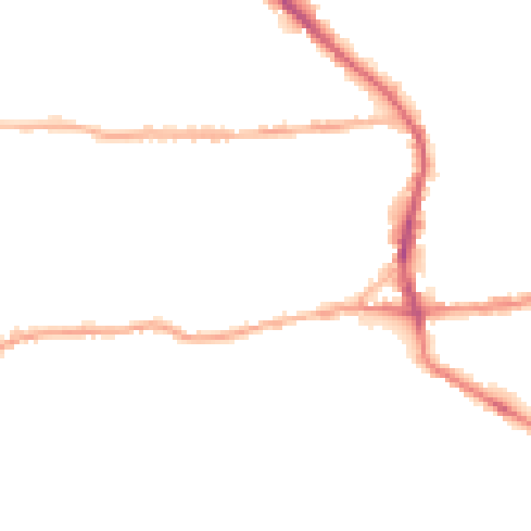 Night-time road noise heatmap for BD19 3EE