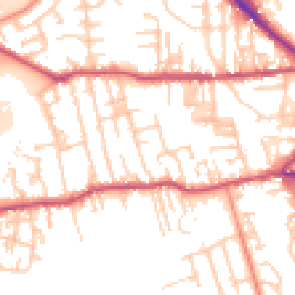 Daytime road noise heatmap for BD19 3EX