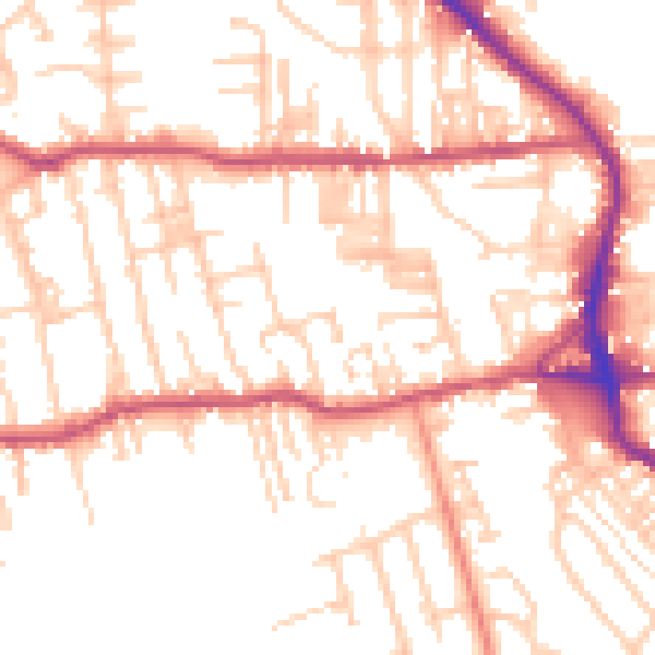 Daytime road noise heatmap for BD19 3HE