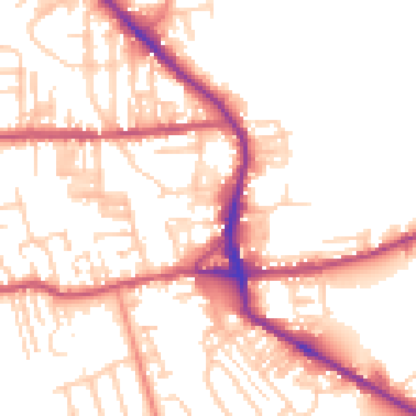 Daytime road noise heatmap for BD19 3JD