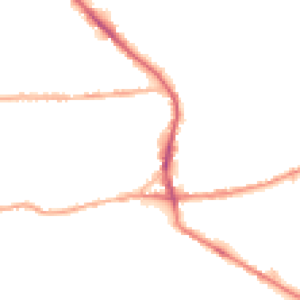 Night-time road noise heatmap for BD19 3JD