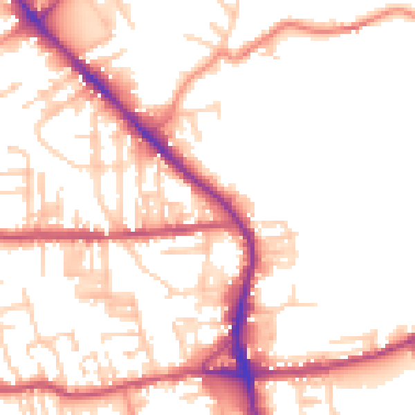 Daytime road noise heatmap for BD19 3LT
