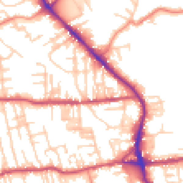 Daytime road noise heatmap for BD19 3NX