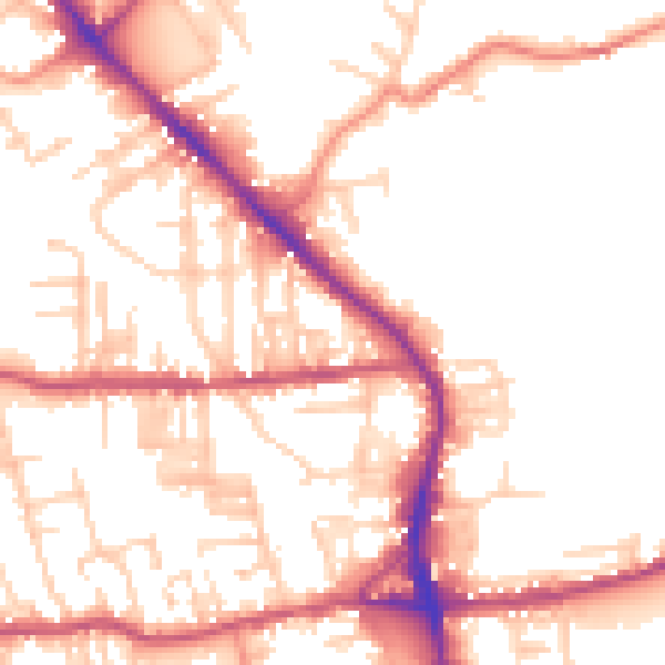 Daytime road noise heatmap for BD19 3PH
