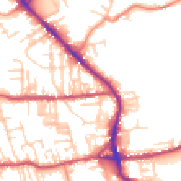 Daytime road noise heatmap for BD19 3PJ