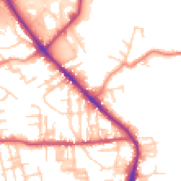 Daytime road noise heatmap for BD19 3QY