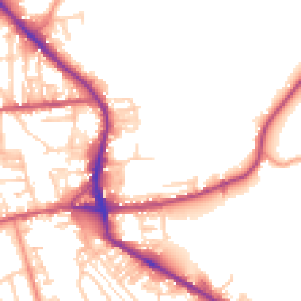 Daytime road noise heatmap for BD19 3RE