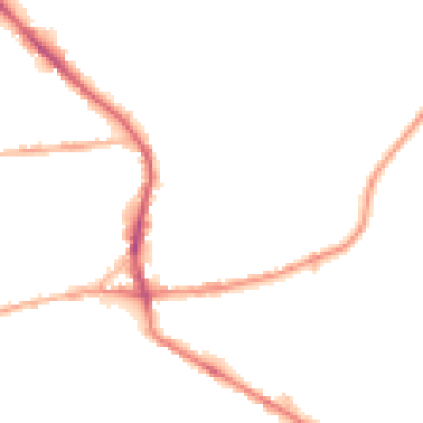 Night-time road noise heatmap for BD19 3RE