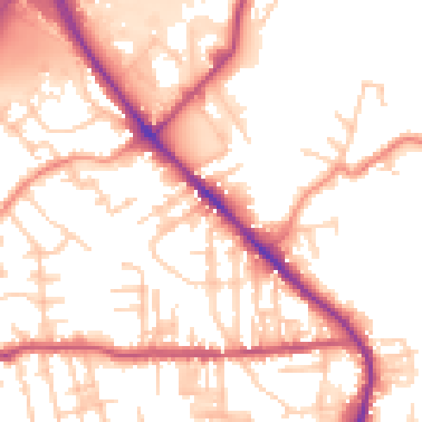 Daytime road noise heatmap for BD19 3SY