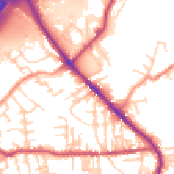 Daytime road noise heatmap for BD19 3TL