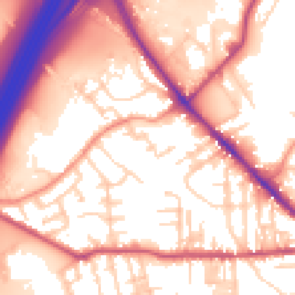 Daytime road noise heatmap for BD19 3TR